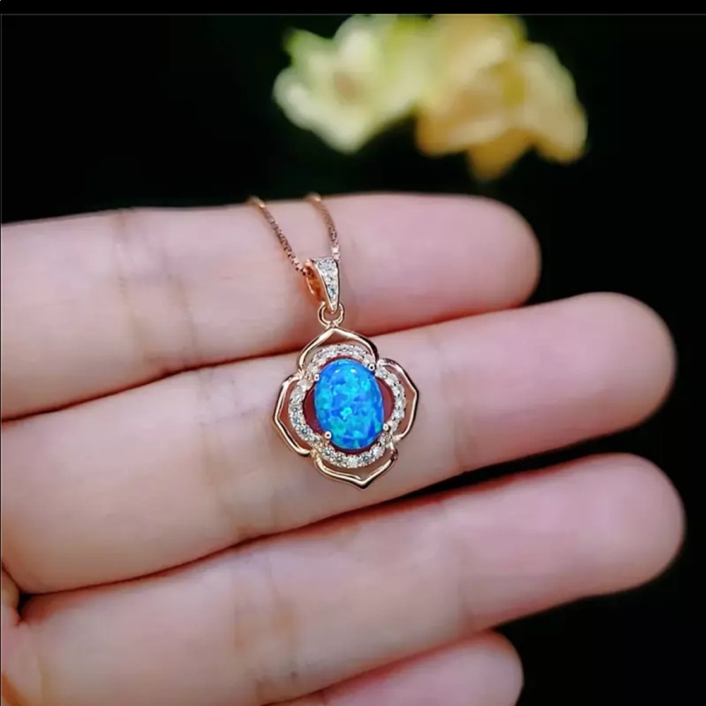 Gold Filled Cubic Zirconia Opal Necklace